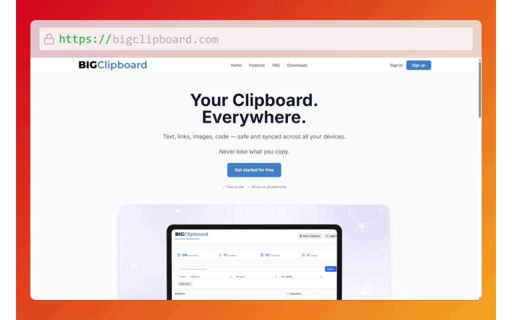 Big Clipboard - Your clipboard. Everywhere.