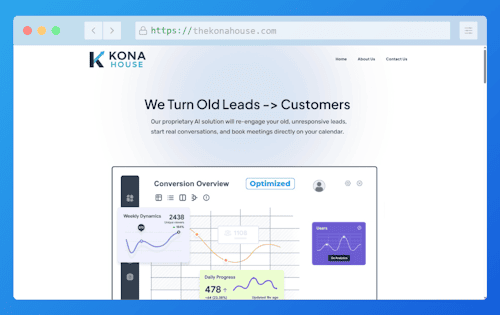 The Kona House homepage screenshot